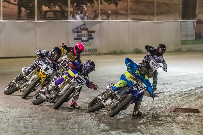 85cc racers at turn 3 Lodi Cycle Bowl Short Track 2016